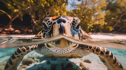 Fotobehang Hawksbill Sea Turtle posing in front of the camera © Soomro