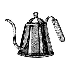 Teapot hand drawn sketch, vector illustration 