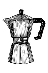 Coffee maker hand drawn sketch, vector illustration 