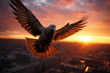 Free Pigeon flying wing. Message flight bird. Generate Ai - obrazy, fototapety, plakaty