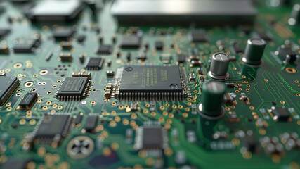 Fototapeta na wymiar close up of a electronic circuit board, close up of a computer board, technical background