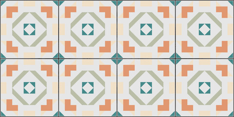 Ilustración de azulejos de cerámica españoles decorativos. Dibujo vectorial. Fondo abstracto