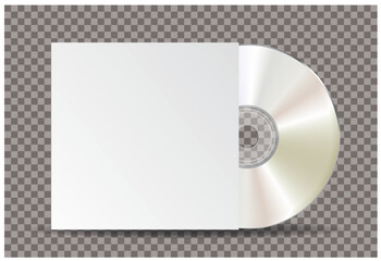 blank CD or DVD disk in white paper cover, vector illustration