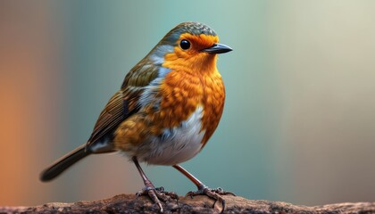 Fototapeta premium a close up of a bird on a branch with a blurry back ground and a blue sky in the background.