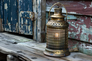Old brassy ship lantern