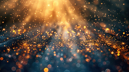 Festive abstract texture, Lens flare, sparkles, bokeh, shining star with rays concept. Abstract luminous explosion, Abstract sun burst, digital flare, iridescent glare over black background. - obrazy, fototapety, plakaty
