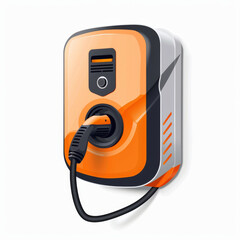 Colorful 3D flat icon of electric vehicle charger
