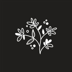 Tree Brunch Silhouettes Icon Set Isolated. Black and White Twig with Leaves Collection. Design Decorative Elements. Spring, Summer Leaves, Brunches, Plants, Leaves