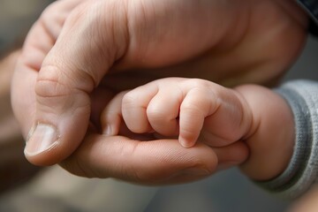 Celebrating Fatherhood: Close-up of Adult and Baby Hands