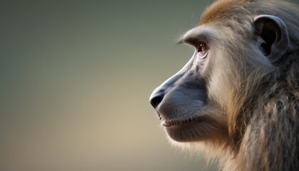  a close - up of a monkey's face with a blurry background of the monkey's head. - obrazy, fototapety, plakaty