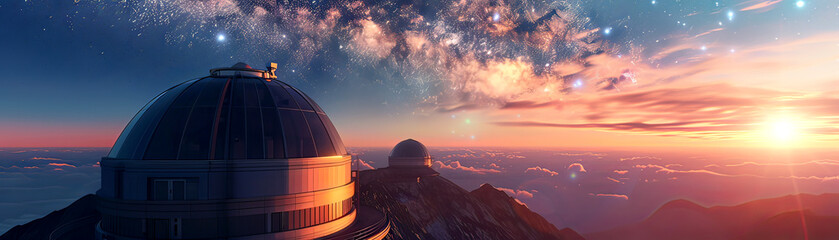 A celestial observatory with telescopes that reveal alternate dimensions