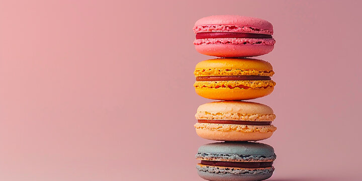 Sweet treat, various cookies close-up. colorful image of macarons.