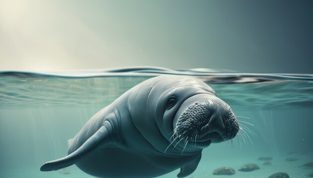  a picture of a seal in the water looking at the camera with its head above the water's surface.
