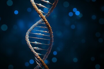 Helix human DNA structure, concept of biochemistry with dna molecule on dark background, DNA Futuristic image. Scientific research. Medicine. The structure of DNA molecule.