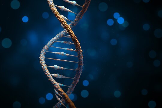 Helix human DNA structure, concept of biochemistry with dna molecule on dark background, DNA Futuristic image. Scientific research. Medicine. The structure of DNA molecule.
