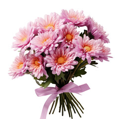 Aster bouquet, bunch isolated on transparent png.