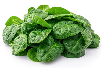 Chopped raw spinach leaves on a white background isolated