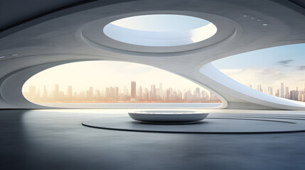 Futuristic Concrete Interior 3D Render for Abstract Architecture Design Background