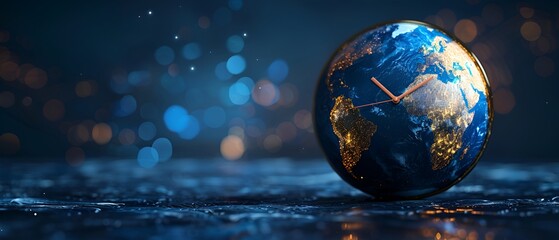 A clock as the globe of the Earth