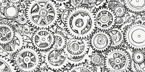 Gears and cogs on white background. 3D illustration.