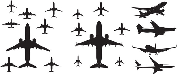 Set of Airplane silhouette stock illustration
