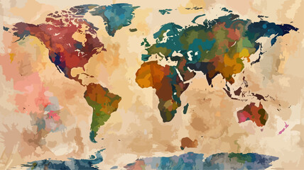 Welt Globus Weltkarte Aquarell Wasserfarben Vektor