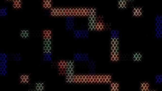 3D Abstract shining bright lines glow shine brightly that regulate subtle movements with colorful stripes on a black background	