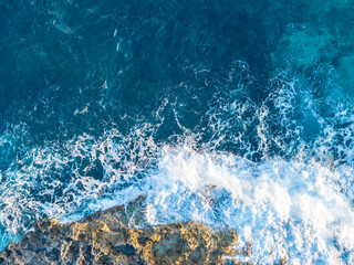The pattern of the Caribbean coast - aerial view - top shot