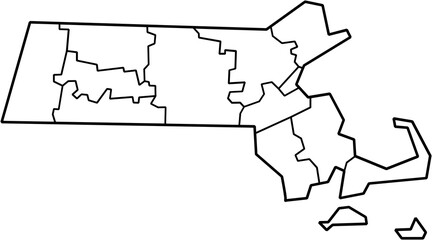 outline drawing of massachusetts state map. - obrazy, fototapety, plakaty
