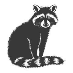 Fototapeta premium Silhouette Raccoon Animal black color only full body