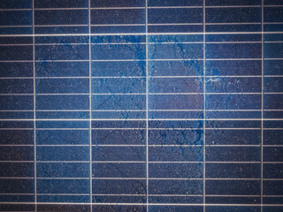 blue frozen photovoltaic panel in the morning
