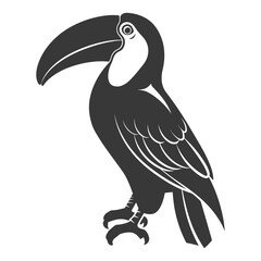 Silhouette Toucan bird animal black color only full body