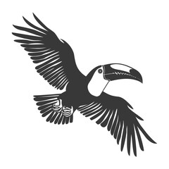 Naklejka premium Silhouette Toucan bird animal fly black color only full body