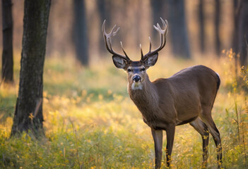 Naklejka na ściany i meble Graceful Creatures of the Forest Exploring Deer Life