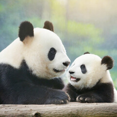 엄마 판다와 아기 판다