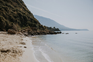 Calm Agios Thomas beach in Kefalonia, Greece - 755000573