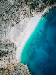 Aerial view of Aspros Gialos Beach in Kefalonia, Greece - 755000588