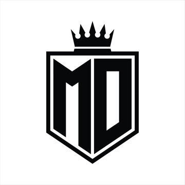 recommend clip art: MD Logo monogram bold shield geometric shape with crown outline black and white style design