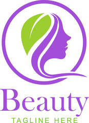 beauty logo, logo with shadow of woman and leaves