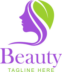 beauty logo, logo with shadow of woman and leaves