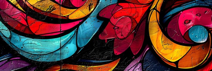 Vibrant Abstract Graffiti Design with Swirling Patterns and Bold Colors for Social Media