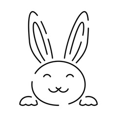 Happy Easter line icon. Vector holiday sign egg, bird and bunny or flower spring