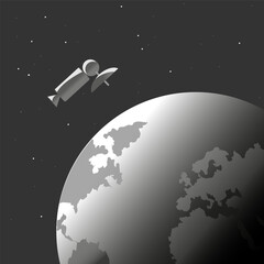satellite in earth orbit. Vector illustration