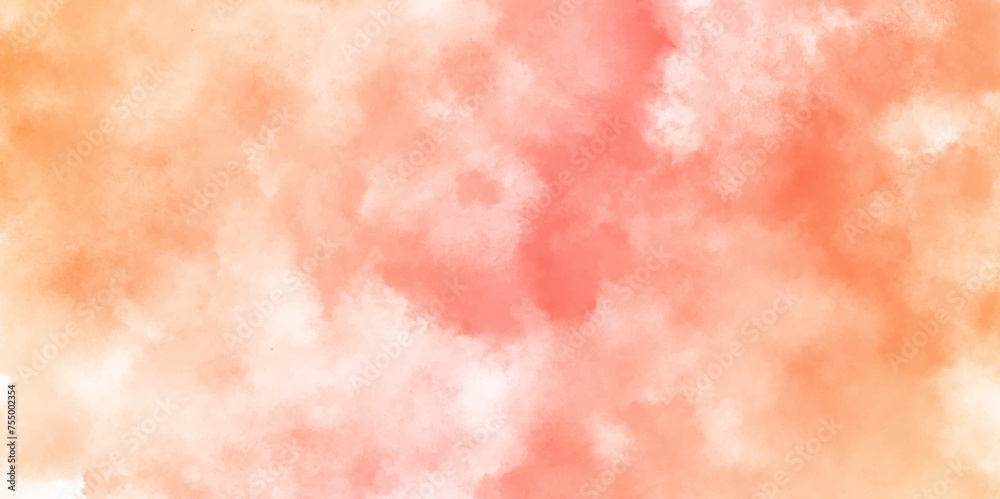 Poster fantasy smooth light orange watercolor paper textured. abstract background with grunge pink white ba