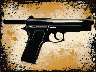 Handgun pistol. Pistol in a abstract grunge background. Pistol Gun Icon Vector Illustration. Handgun pistol hand pistol gun. Old soviet pistol.  Gun Icon. Weapon Vector. police and military weapon.