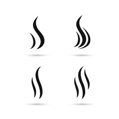 Smoke puff vector icon set. Smoke steam silhouette icon illustration.