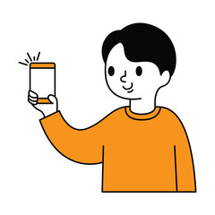 Man holding smartphone. Digital business illustration 