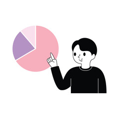 Man showing pie chart diagram