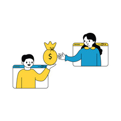 Man and Girl make a transaction