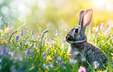 Easter egg with the grass with rabbit ears.